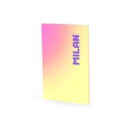 MILAN Cahier A4 collé, papier quadrillé, 48 feuilles de 95 g/m², collection Sunset, jaune
