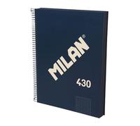 MILAN® Cahier A4 couverture rigide, papier quadrillé (5 x 5 mm), 120 feuilles 95 g/m², collection gomme 430, bleu