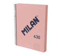 MILAN® Cahier A4 couverture rigide, papier quadrillé (5 x 5 mm), 120 feuilles 95 g/m², collection gomme 430, rose