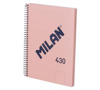 MILAN® Cahier A5 à spirale avec couverture rigide, 80 feuilles blanches 95 g/m², collection 430 since 1918, rose