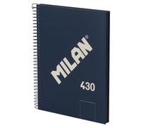 MILAN® Cahier A5 à spirale avec couverture rigide, 80 feuilles blanches de 95 g/m², collection 430 since 1918, bleu