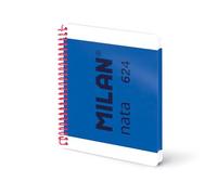 MILAN Cahier A5 à spirale avec couverture rigide, ligné, 80 feuilles de 95 g/m², collection nata, bleu
