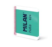 MILAN® Cahier A5 à spirale avec couverture rigide, papier quadrillé, 80 feuilles 95 g/m², collection Nata®, vert