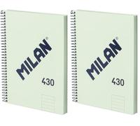 MILAN® Cahier A5 avec couverture rigide, papier ligné (7 mm), 80 feuilles de 95 g/m², collection 430, vert (Lot de 2)