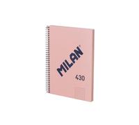 MILAN® Cahier A5 avec couverture rigide, quadrillage 5 x 5 mm, 80 feuilles 95 g/m², collection 430, rose