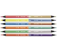 MILAN Crayons bicouleur fluo et métal 12 couleurs, corps triangulaire – boîte de 6