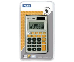 Milan Calculatrice 8 Chiffres Orange Et Grise Avec Couverture En Blister