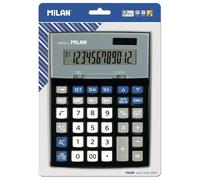Milan Calculatrice Noire 12 Chiffres Avec Bouton De Vérification Sous Blister