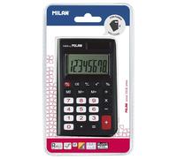 Milan Calculatrice Noire 8 Chiffres Avec Couvercle Sous Blister