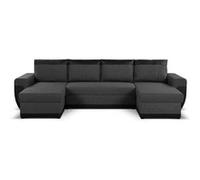 Milan - Canapé d'angle panoramique - convertible - 7 places - 2 coffres de rangement Couleur - Noir / Gris