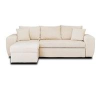 Milan - canapé d'angle réversible 4 places - convertible avec coffre - en velours texturé - Beige Beige