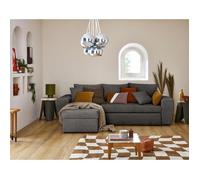 Milan - canapé d'angle réversible 4 places - convertible avec coffre - en velours texturé - Gris Gris