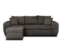 Milan - canapé d'angle réversible 4 places - convertible avec coffre - en velours texturé - Gris Gris