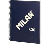 Milan Carnet de notes Avec Papier Spiralé Métallique 80 Feuilles A4 Série 1918 Bleu Bleu One Size