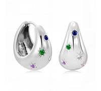 Milan Chiva Boucles d'oreilles créoles pour femme, petites boucles d'oreilles créoles épaisses avec oxyde de zirconium, boucles d'oreilles hypoallergéniques en forme de C, boucles d'oreilles légères