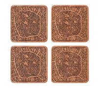 Milan Coaster carte de la ville, Ensemble de 4, Sapele Coaster en bois avec la carte de la ville, Fait main