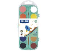 MILAN Palette de peinture aquarelle 12 pastilles opaques avec pinceau Unica