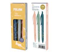 MILAN® Coffret cadeau série Lava avec 3 stylos P1 encre bleue, couleurs assorties