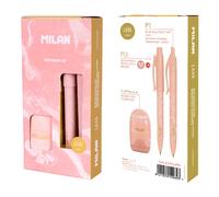 MILAN Coffret cadeau Série Lava – stylo P1, porte-mines PL1 0,5 mm HB, aiguiseur Capsule, rose