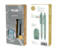 MILAN Coffret cadeau série Lava avec stylo P1, porte-mine PL1 0,5 mm HB et aiguiseur Capsule, vert