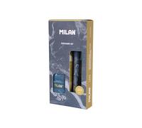 MILAN® Coffret cadeau série Lava avec stylo P1, porte-mines PL1 0,5 mm HB et aiguiseur Capsule, bleu