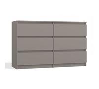 MILAN - Commode contemporaine 6 tiroirs chambre-salon-bureau - 30x120x77 cm Gris