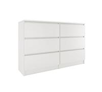 MILAN - Commode contemporaine chambre salon bureau 30x120x77 cm - 6 tiroirs - Meuble de rangementent - Chiffonier