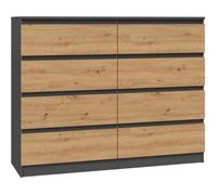 MILAN - Commode de chambre 8 tiroirs - 40x120x97cm - Style moderne - Meuble de rangement