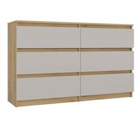 MILAN - Commode de chambre large 6 tiroirs - 30x120x77cm - Meuble de rangement - Anthracite et Cachemire