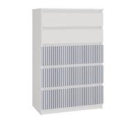 MILAN - Commode moderne 5 tiroirs - 70x40x109.5 cm - Meuble de rangement pour enfant - Banc et bleu