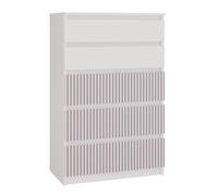 MILAN - Commode moderne 5 tiroirs - 70x40x109.5 cm - Meuble de rangement pour enfant - Banc et rose