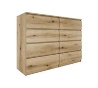 MILAN - Commode moderne grande 8 tiroirs chambre salon - Dimensions 97x138x40 - Design minimaliste - Meuble de rangement