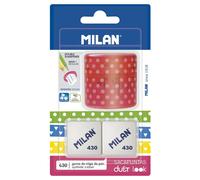 Milan Emballage Blister Rose Duo Taille-crayon + 2 Gommes