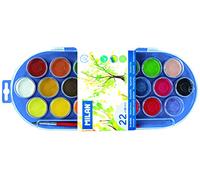 MILAN- Étui de 22 pastilles d'aquarelles Ø30 mm avec Pinceau, M80022, Multi-Couleur, Medium