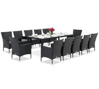 Milan/Grenada 12 meubles de jardin en technorattan avec grande table Garden Point anthracite