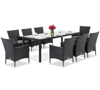 Milan/Grenada 8 meubles de jardin en technorattan avec grande table Garden Point anthracite