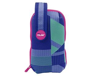 MILAN Kit Un Estuche Con Contenido Knit, Lila Trousses, 19 cm, Violet (Lila y verde)
