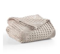 Milan London Jeté de Lit King Size | Couverture 100% Coton Doux pour Lit | Jeté De Canapé 3 Places | Collection Joanna | Beige 220 x 250 cm