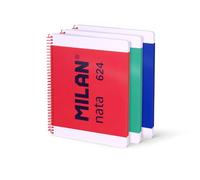 MILAN Lot de 3 cahiers A4 à spirale et couverture rigide, 80 feuilles blanches de 95 g/m², collection Nata 624 since 1918
