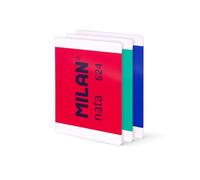 MILAN Lot de 3 cahiers A4 collés, papier quadrillé, 48 feuilles de 95 g/m², collection Nata 624 since 1918