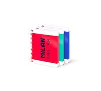 MILAN Lot de 3 cahiers A5 à spirale et couverture rigide, papier quadrillé, 80 feuilles de 95 g/m², collection Nata 624 since 1918