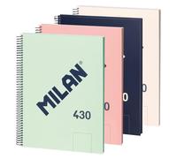 MILAN® Lot de 4 cahiers A4 à spirale et couverture rigide, 80 feuilles blanches de 95 g/m², collection 430 since 1918