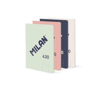 MILAN Lot de 4 cahiers A5 collés, 48 feuilles blanches de 95 g/m², collection 430 since 1918