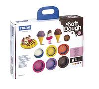 MILAN Mallette 6 bouteilles Pâte souple 59 g Soft Dough avec outils – Glaçés et gaufres, Multicolore