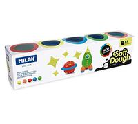 MILAN 913505N Caja 5 frascos Neon Soft Dough, Coloris Fluo, 5 botes 142gr