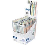 MILAN Présentoir P1 Silver – 14 étuis de 4 stylos, pointe 1 mm, finition caoutchouc
