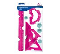 MILAN pink ruler set - 4 règles fonctionnelles sous blister, parfaites pour l'école et le bureau. La combinaison parfaite du style et de la précision !