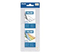 Milan Plaquette Blister 2 Boîtes 10 Sulfate De Calcium Craies Blanches Et Colorées
