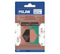 Milan Plaquette Blister 2 Gommes Nata® Série Cuivre