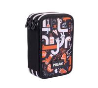 Milan Filled Triple Decker Pencil Case Fingers Special Series Noir Homme